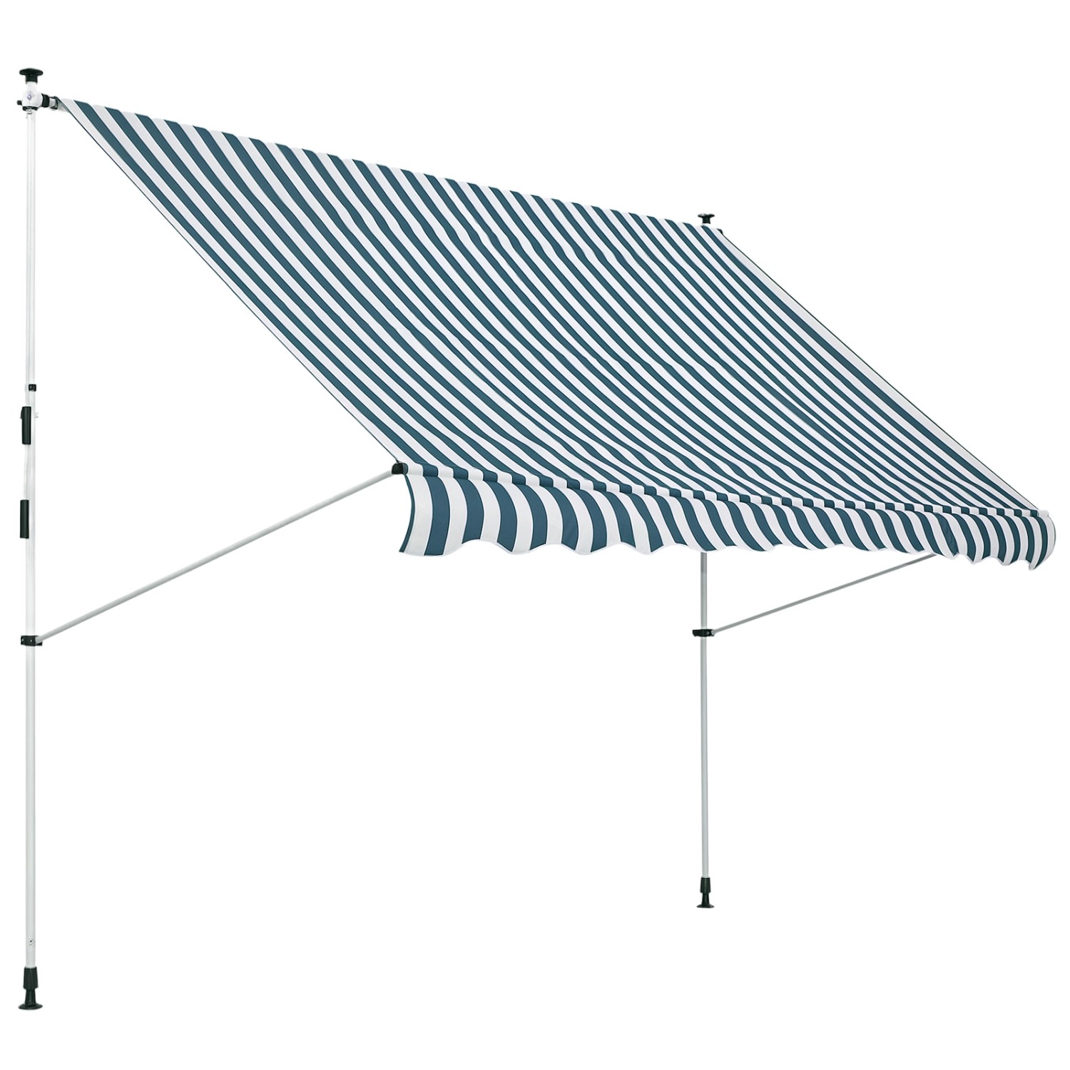 Outsunny Sonnenschirm Markise Stahl Polyester  Weiß L300 x B150 x H170-280 cm