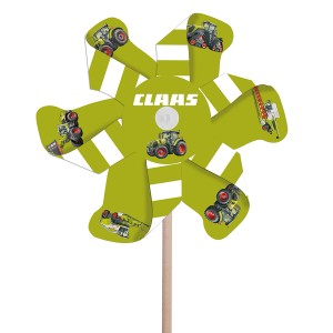 Grüne Happy People Windmühle Claas, 15 cm, mit Traktor-Motiven. Geschenkidee für Kinder.