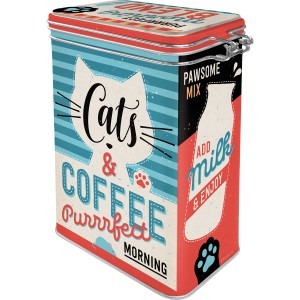 Nostalgic-Art Vorratsdose Cats & Coffee, Blechdose mit Katzen- und Kaffeemotiv, ideal für Küche und Geschenke.