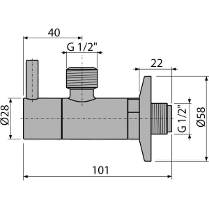 alcadrain Eckventil mit Schmutzfilter 1/2" x 1/2", rund