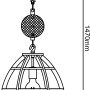 Skizze der schwarzen Pendelleuchte Matrix 2 von Brilliant, 34 cm Durchmesser, im Antik-Look.