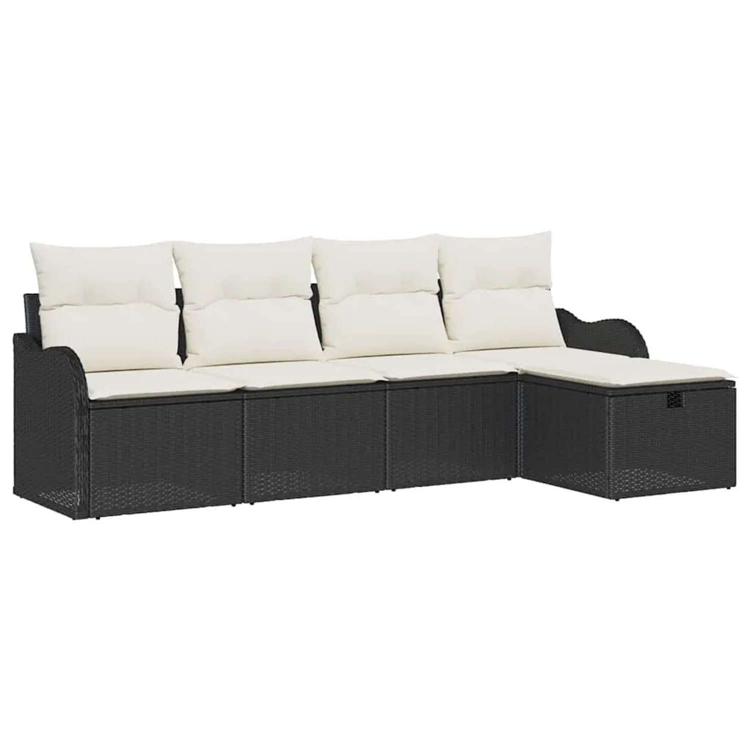 Thumbnail - vidaXL Garten-Sofa-Set mit Kissen 5-Tlg Schwarz und Creme Poly Rattan 3358956
