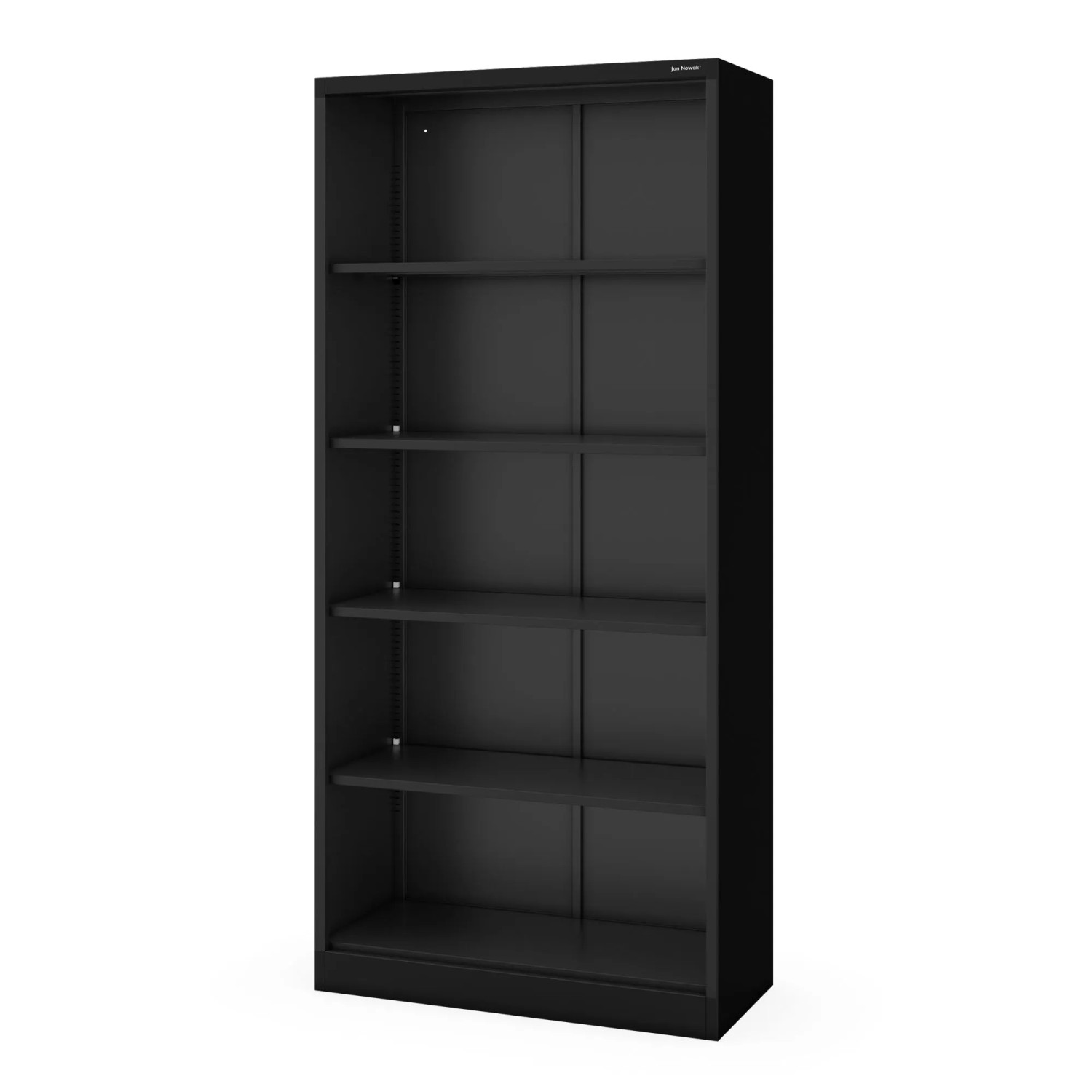 JAN NOWAK Büroregal aus Metall Verschraubt Mit Geschlossener Rückwand 195×90×40 cm RUFUS Schwarz