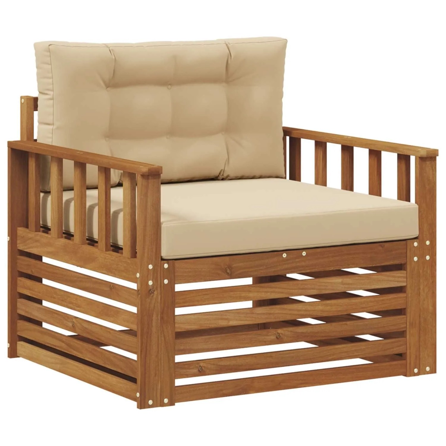 vidaXL Outdoor-Sofagarnitur Massives Akazienholz und Polyester Natur 3436388