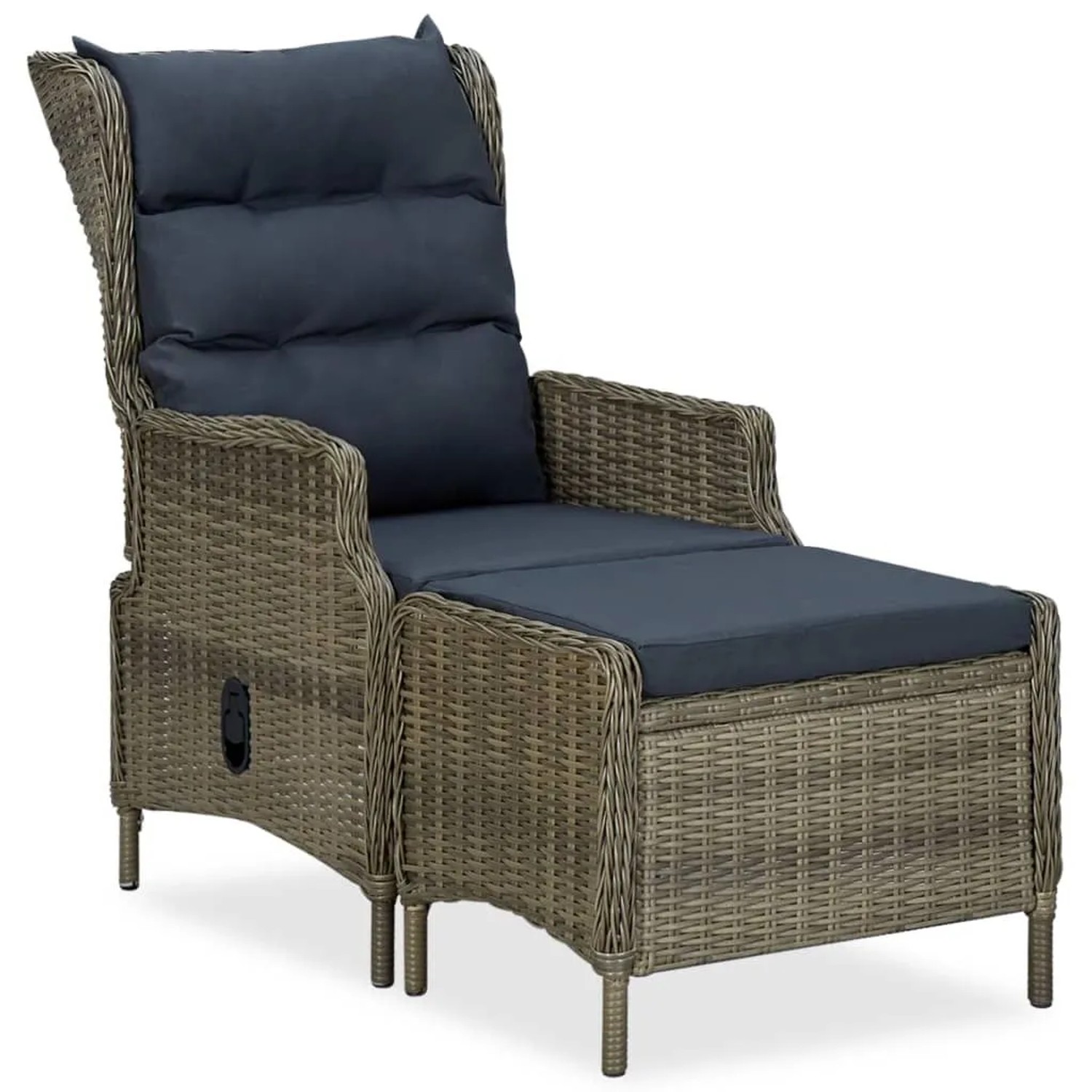 Furnicato Verstellbarer Gartensessel Mit Fußhocker Poly Rattan Braun