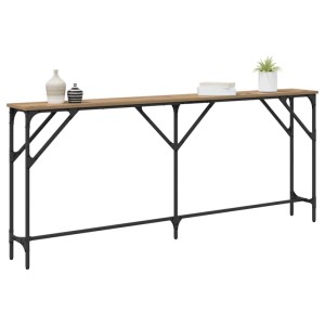 Langer, schmaler vidaXL Konsolentisch in Artisan-Eiche mit schwarzem Metallgestell. Perfekt für Deko im Wohnzimmer.