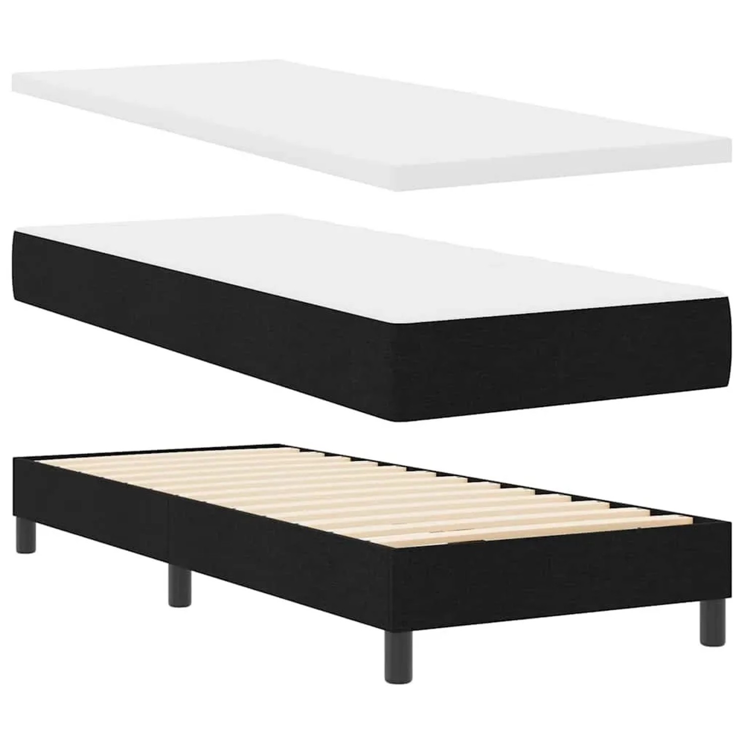 vidaXL Boxspringbett mit Matratze Schwarz 80 x 200 cm 3341134 günstig online kaufen