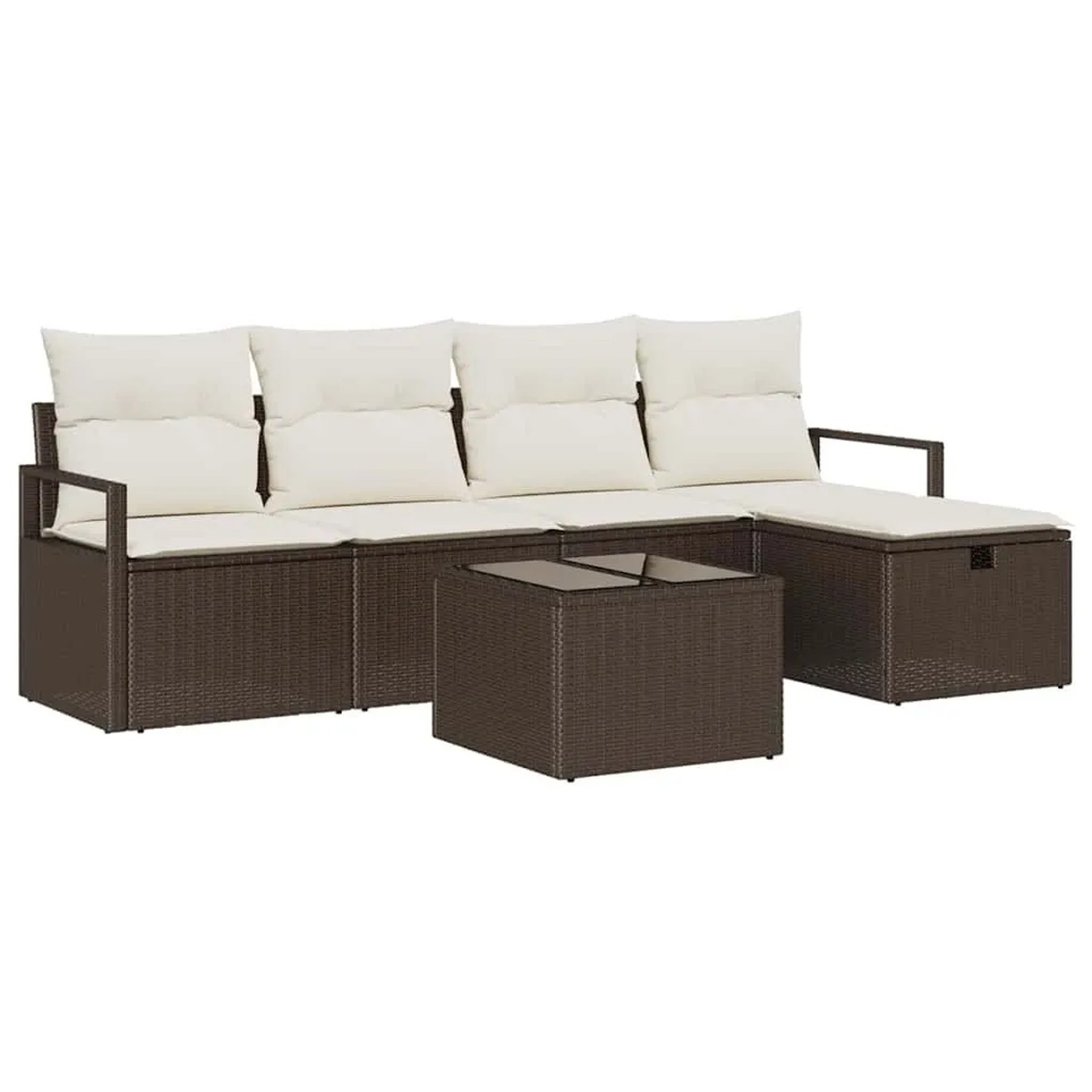 vidaXL Sofa Set mit Kissen 6-Tlg Braun und Creme Poly-Rattan 3359167 günstig online kaufen