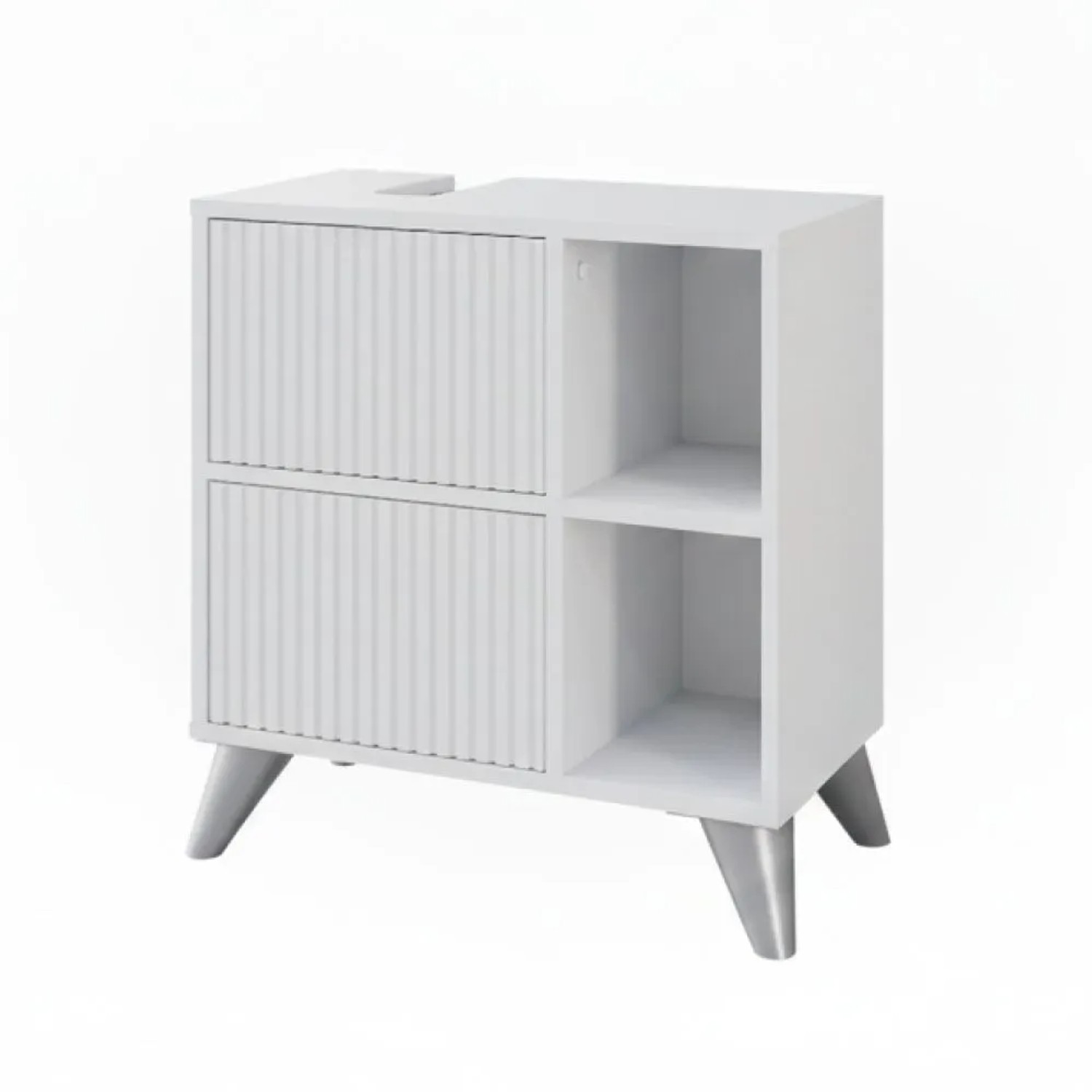 Vicco Waschbeckenunterschrank Leano Weiß 60 x 62 mit 2 Schubladen
