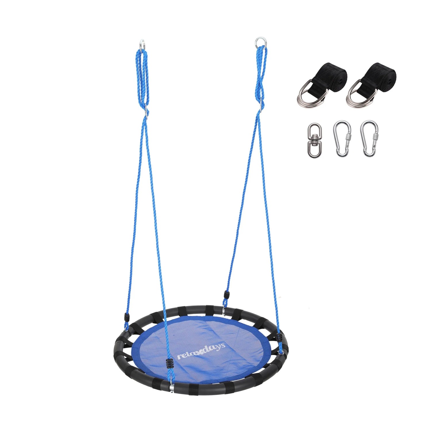Relaxdays Nestschaukel Stahl Blau Höhenverstellbar Gepolstert 80 cm