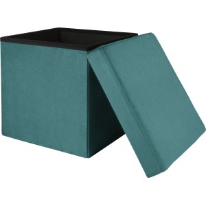 Türkiser Falt-Hocker Dark Wonder, 38x38x38 cm, mit Stauraum. Sitzhocker für Innenräume.