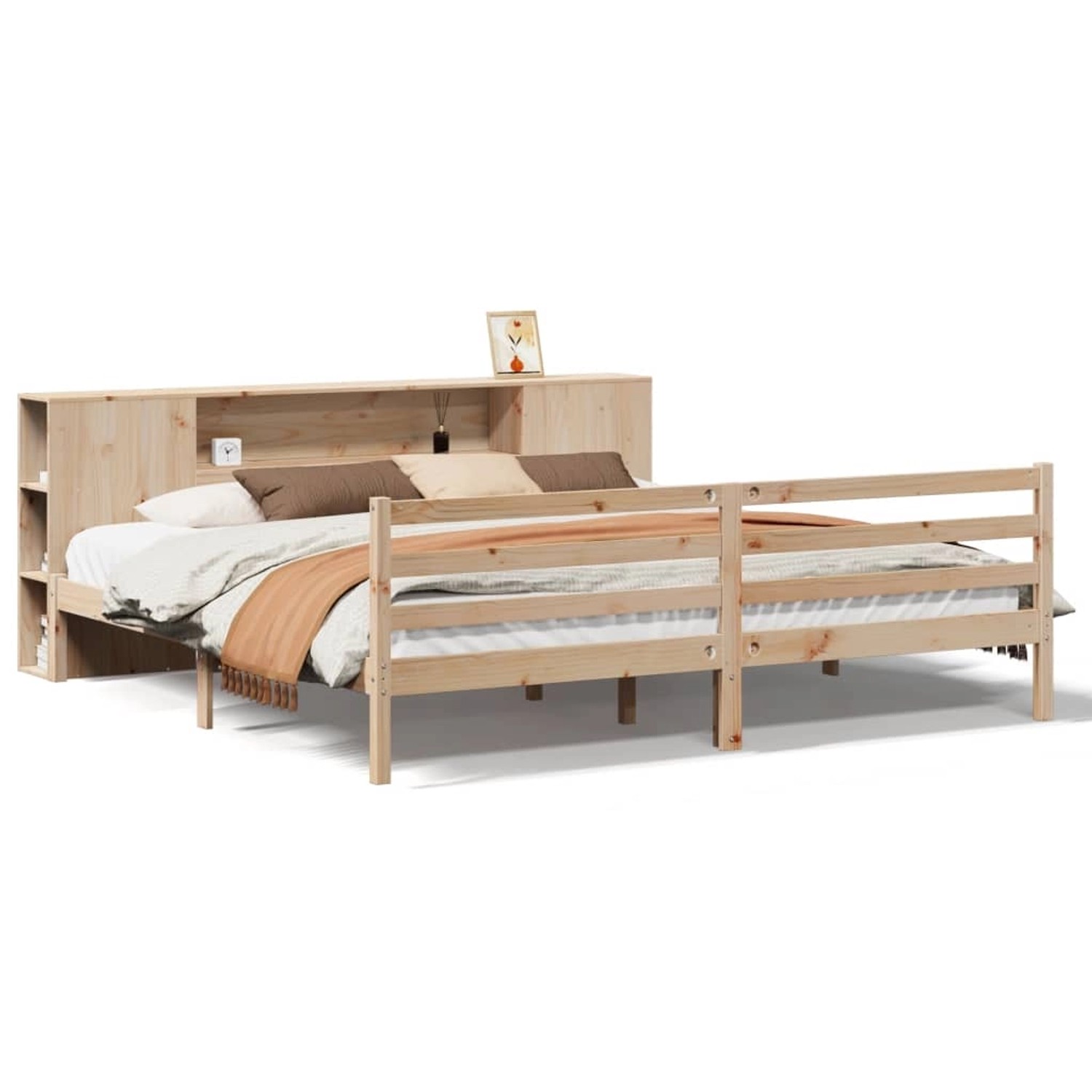 vidaXL Massivholzbett mit Regal ohne Matratze 200x200 cm Kiefernholz 332186 günstig online kaufen