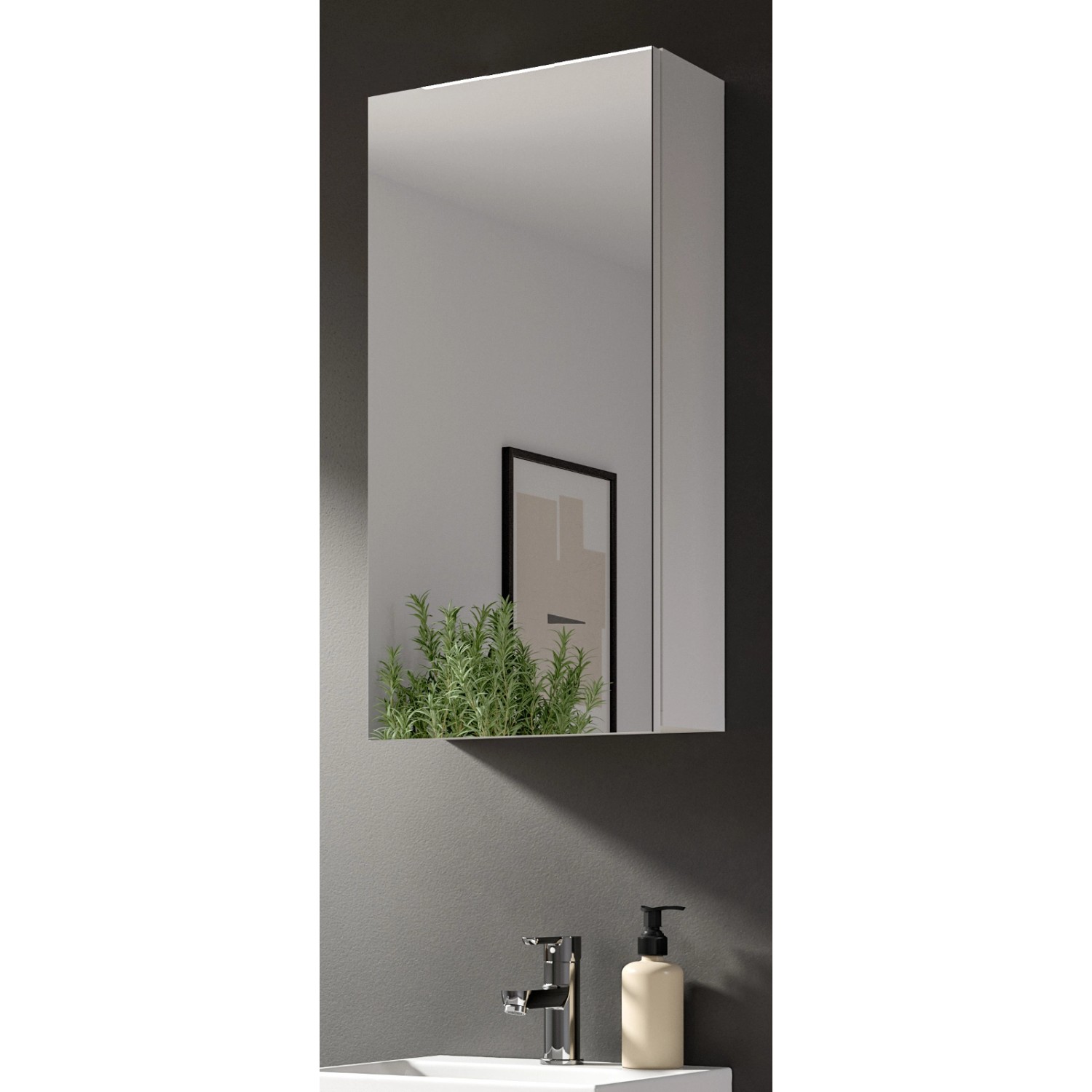 Inn.Furn Spiegelschrank Weiß 38 x 77 cm 1-türig Larik