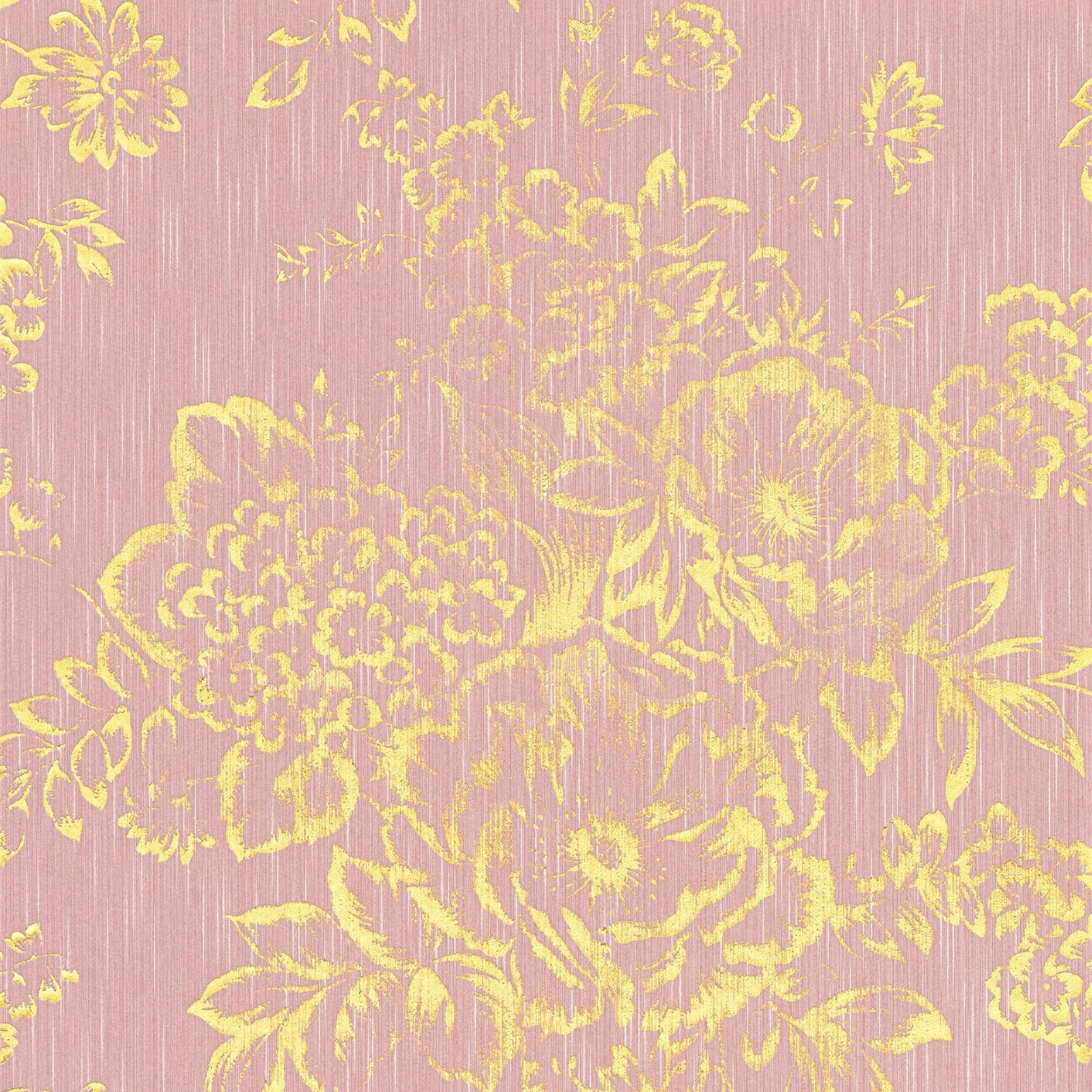 PROFHOME 306575-GU Blumen Tapete Floral dezent schimmernd Gold Rosa 0,53 m günstig online kaufen