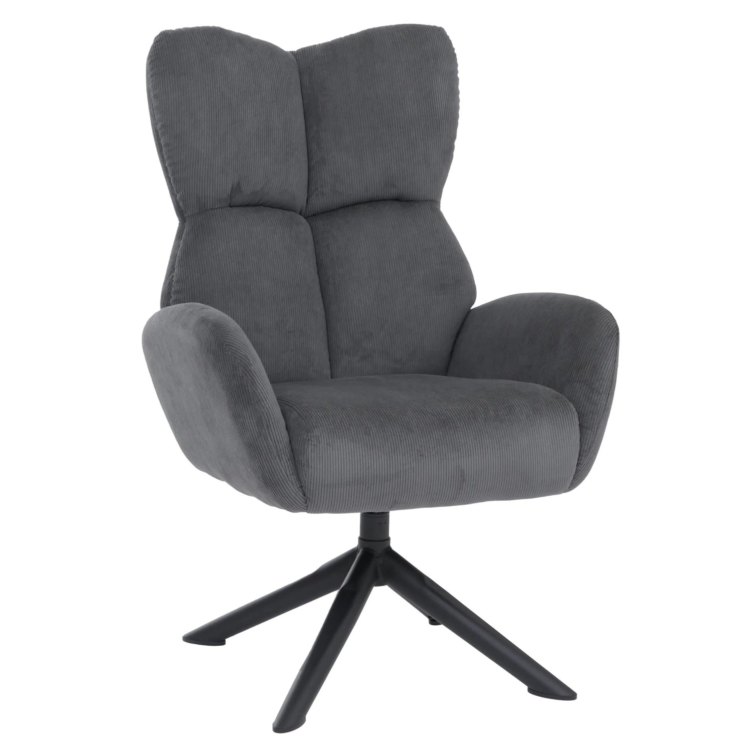 MCW Loungesessel Q54 Drehbar Metall Cord Dunkelgrau