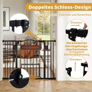 Costway Türschutzgitter für Hunde, 76 cm hoch, schwarz, 74-104 cm breit, mit Doppelverriegelung.
