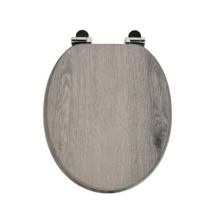 SINOBATH WC-Sitz W87 mit Absenkautomatik, Holzkern in Holzoptik, Aufsicht.