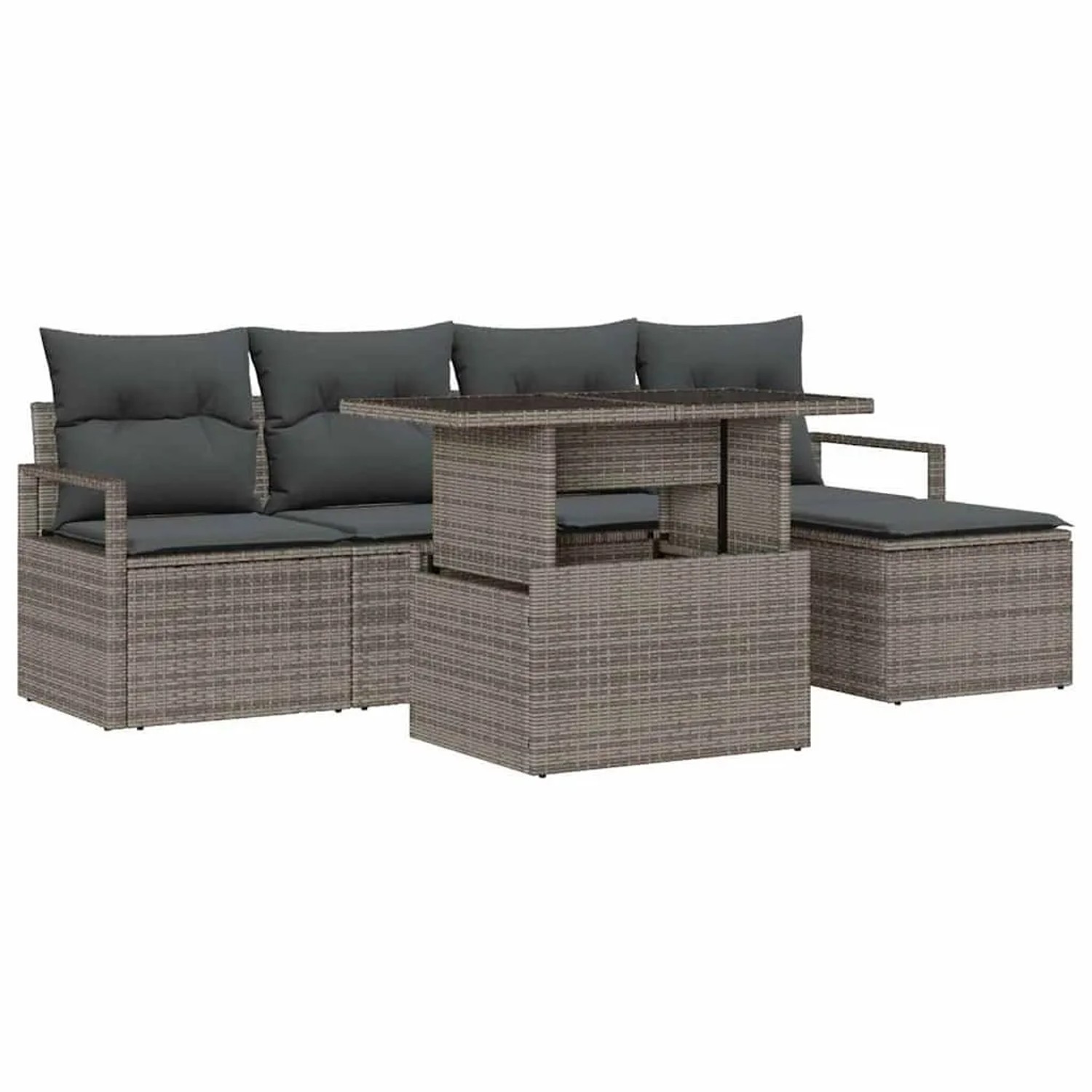 vidaXL Garten-Sofa-Set mit Kissen 6-Tlg Grau 3348805
