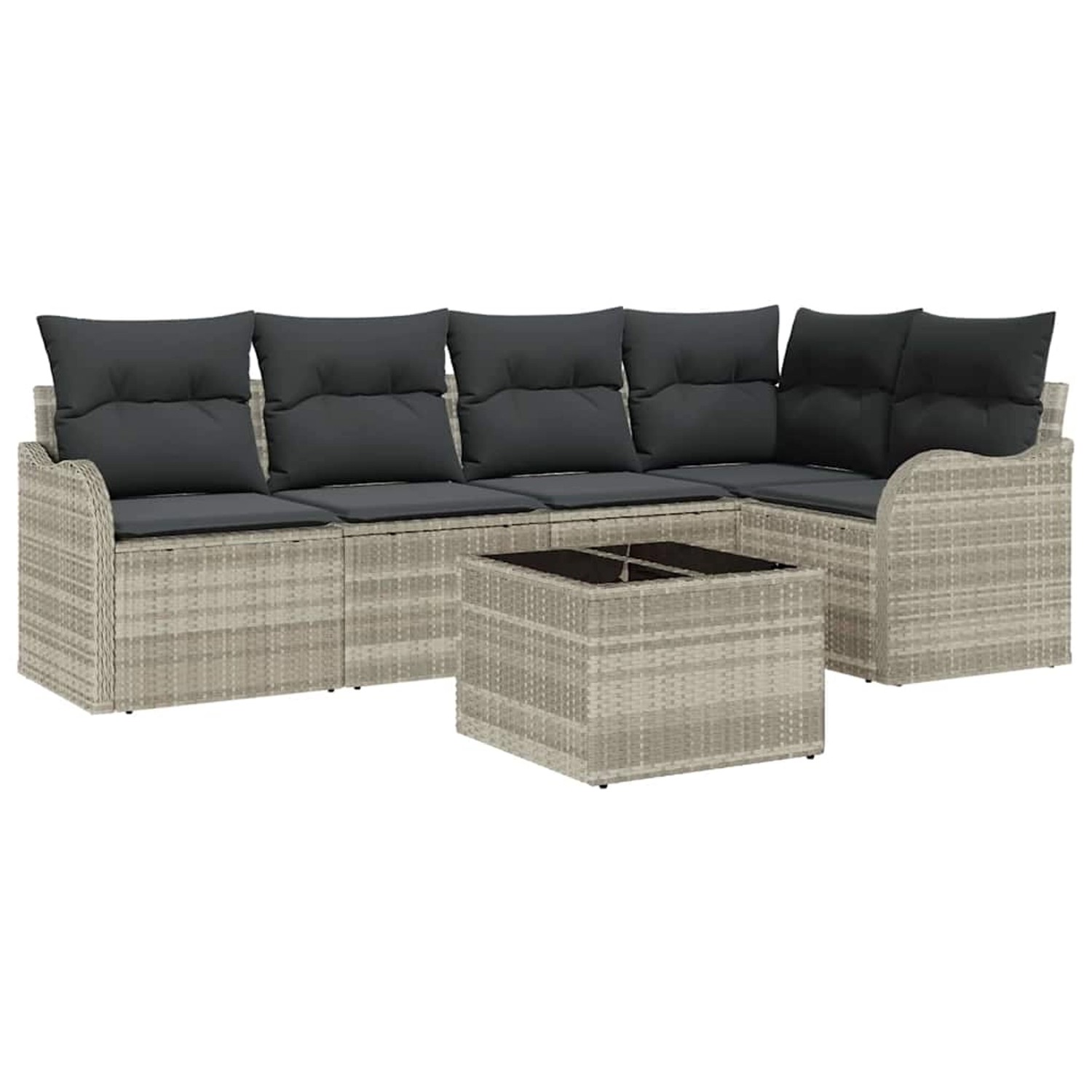 vidaXL Garten-Sofa-Set mit Kissen mit Speicher 6-Tlg Grau Poly Rattan 33543 günstig online kaufen