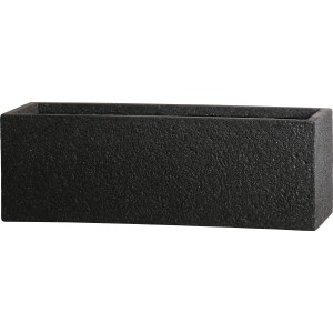 Anthrazitfarbener Pflanzkasten (59x16x17 cm) aus Fibreclay für Innen- und Außenbereiche.