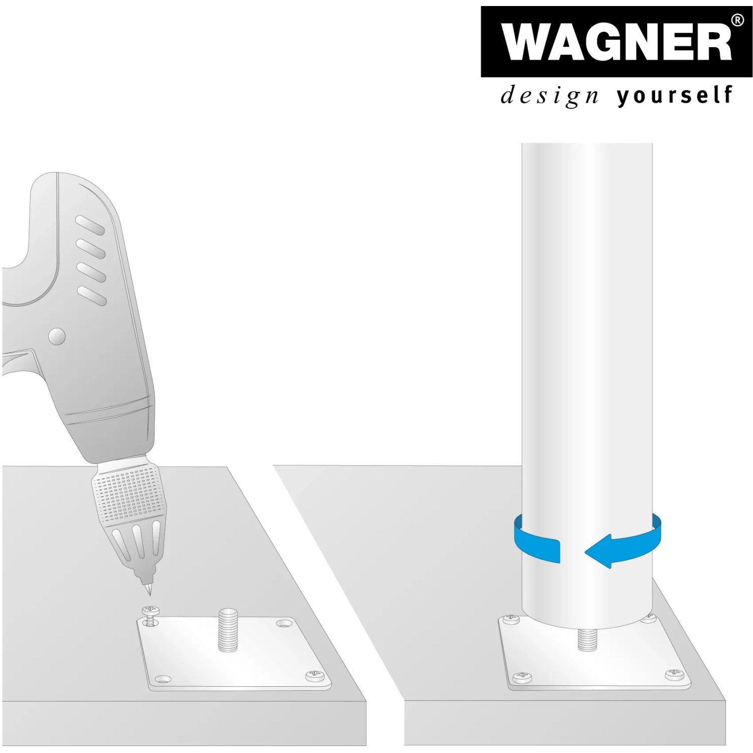 Montage des Wagner Möbelbein Telescope Alu, höhenverstellbar von 60-90 cm.