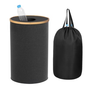 Relaxdays Pfandflaschen Sammelbehälter Baumwolle Bambus Fiberglas Schwarz Waschbar 75 cm x 40 cm 1,3 kg