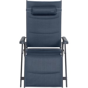 Siena Garden Campingliege Premium XL, dunkelblau, mit AirMesh-Bezug und Kopfkissen.