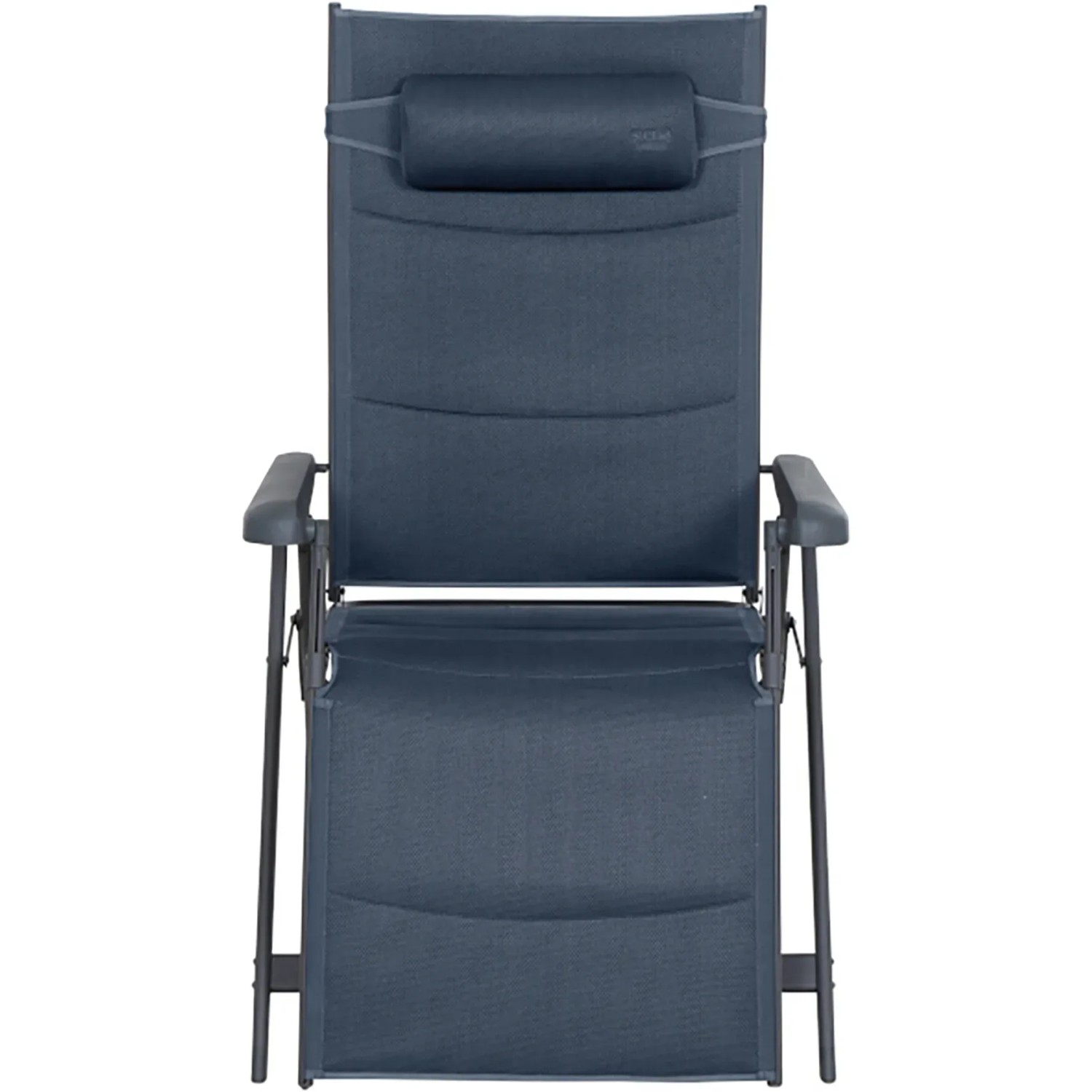 Siena Garden Campingliege Premium XL, dunkelblau, mit AirMesh-Bezug und Kopfkissen.