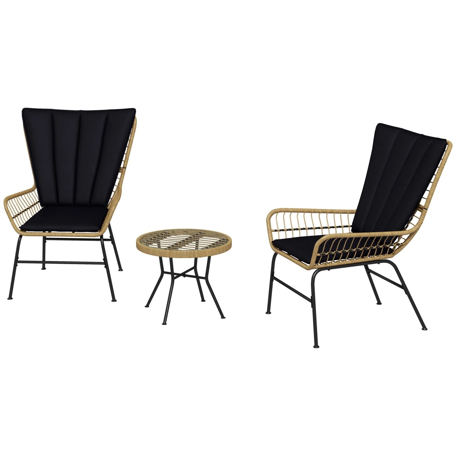 Furnicato Bistro-set Balkonmöbel Boho-stil 76x66x96 Cm Schwarz