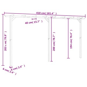 vidaXL Gartenpergola aus Holz, 400x40x205 cm, ideal als Rankhilfe und Gartendeko.