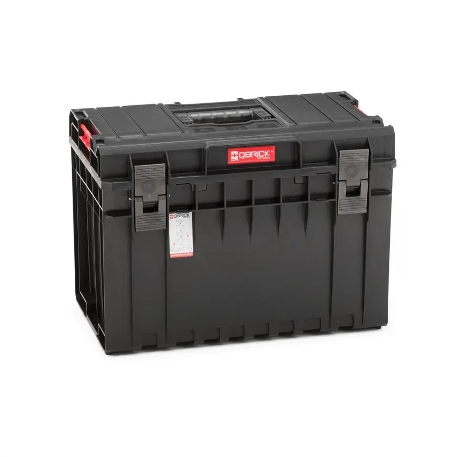 Schwarzer PROREGAL QBRICK Werkzeugkasten One mit Deckgriff und Klemmverschlüssen.
