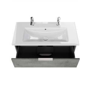 Steinkamp Waschtischunterschrank Set mit Villeroy & Boch Venticello Waschtisch, oxid dunkelgrau, mit offenem Auszug.