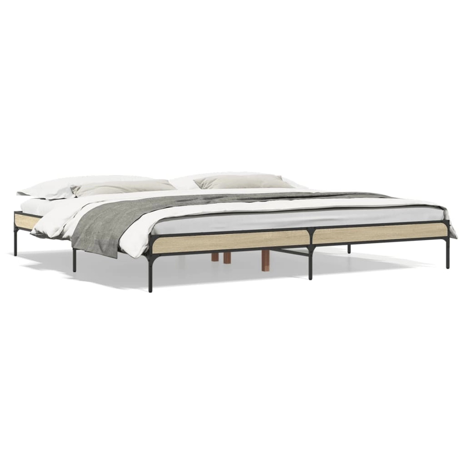 vidaXL Bettgestell Sonoma-Eiche 200x200 cm Holzwerkstoff und Metall 844997 günstig online kaufen