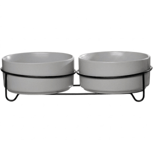 Ritzenhoff & Breker Taro Hundenapf-Set, 2 graue Näpfe mit schwarzem Napfhalter.
