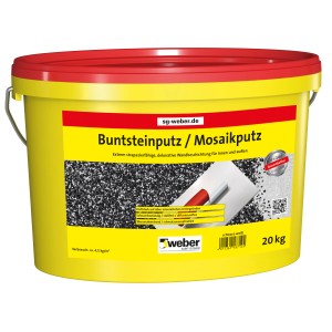 Eimer Weber Buntsteinputz/Mosaikputz, 20 kg, schwarz-weiß, für Innen- und Außenbereich.