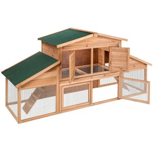 Tectake Kleintierstall Johannes Aus Holz Mit 2 Etagen  226 x 77 x 95 50 cm Braun