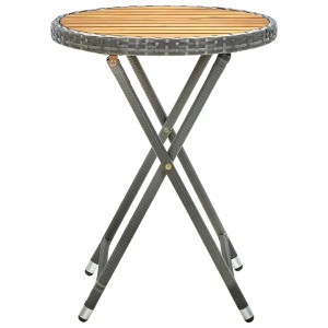 Grauer vidaXL Beistelltisch, 60 cm, aus Rattan und Akazienholz, klappbar.