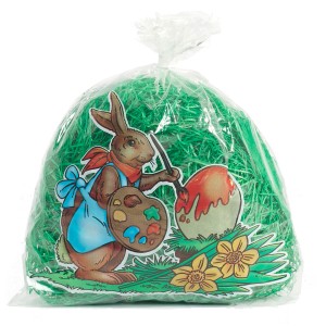 Brauns-Heitmann Ostergras, ca. 30g, grün, im Beutel mit Osterhase und Osterei als Deko.