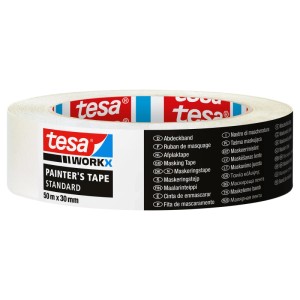 tesa Workx Malerband Standard, 50m x 30mm Rolle für saubere Farbkanten.