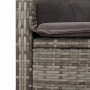 Detailaufnahme: Graue vidaXL Garten-Essgruppe aus Rattan mit Kissen.
