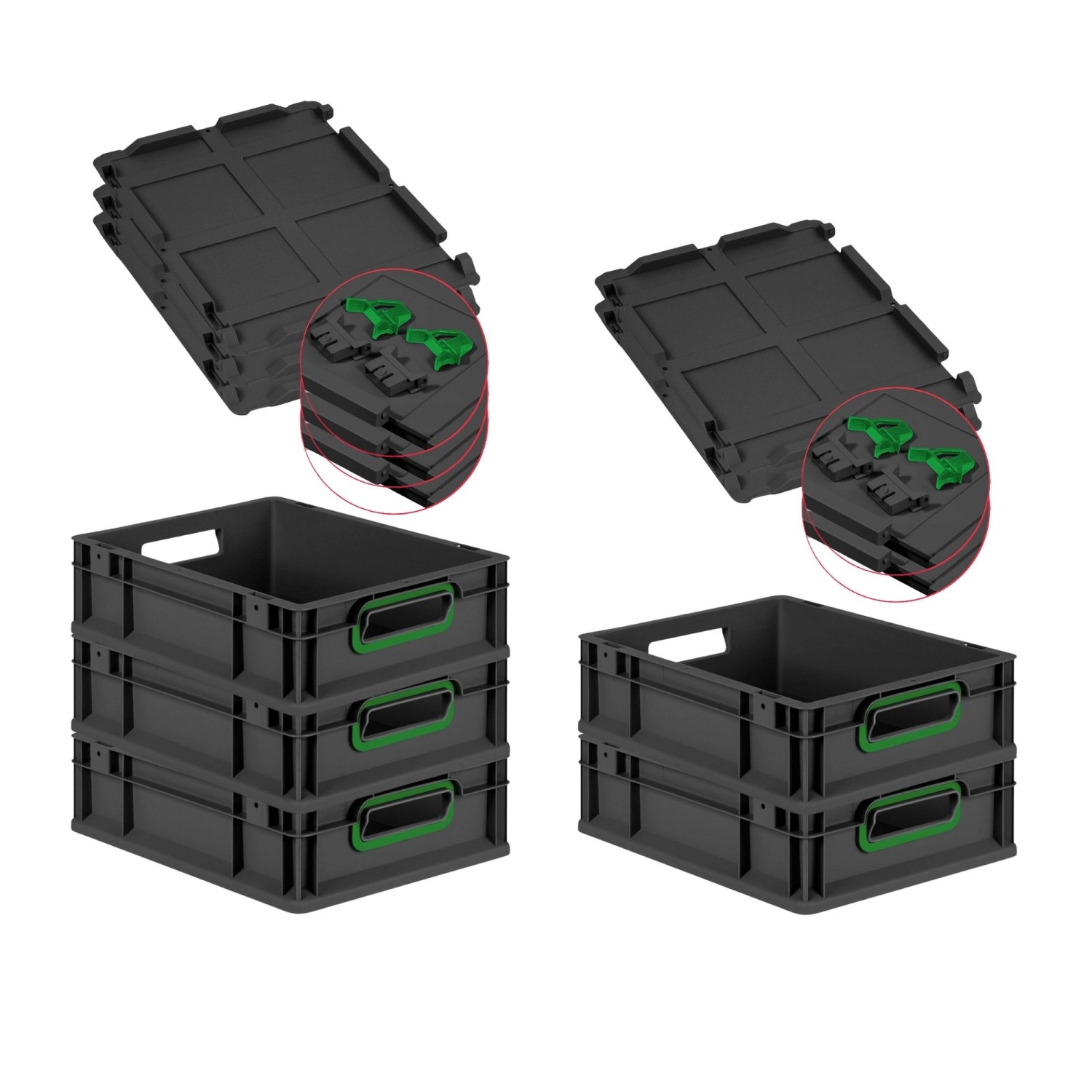 PROREGAL SuperSparSet 5x Eurobox Nextgen Color Mit Scharnierdeckel HxBxT 12 günstig online kaufen