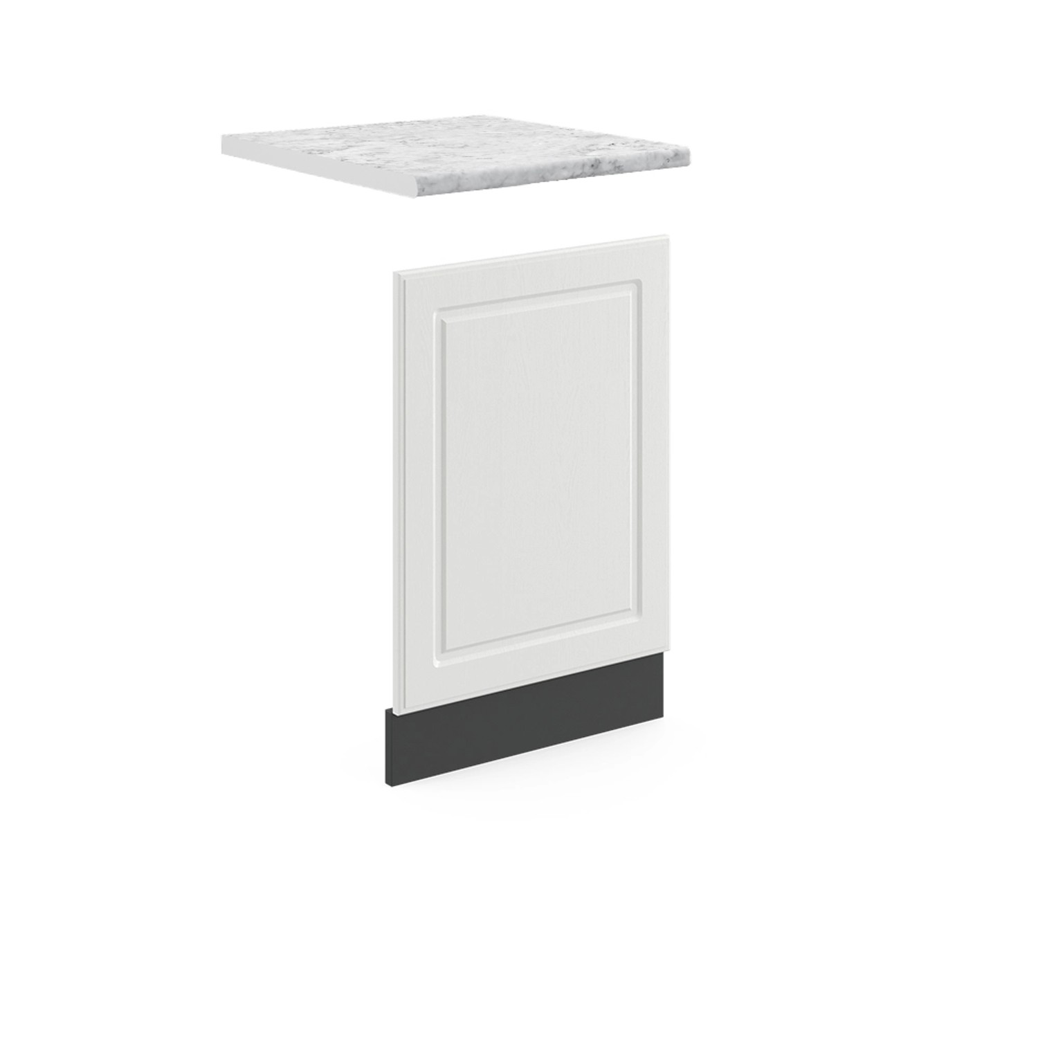 Vicco Frontblende R-Line Geschirrspüler Fronttür Weiß Landhaus/Anthrazit 45 cm AP Marmor