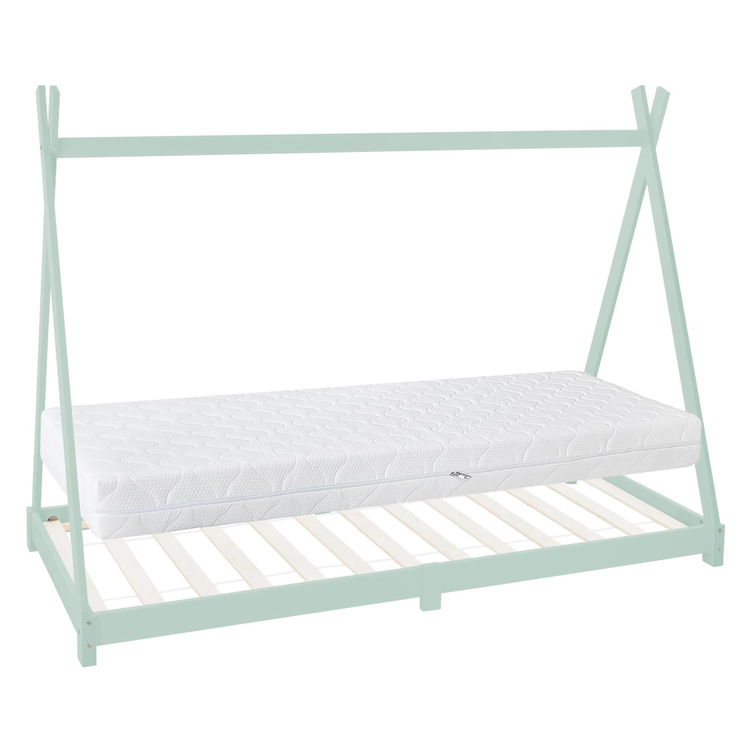 Image of ML-Design Kinderbett Tipi 90x200 cm Mint mit Matratze H16cm Lattenrost
