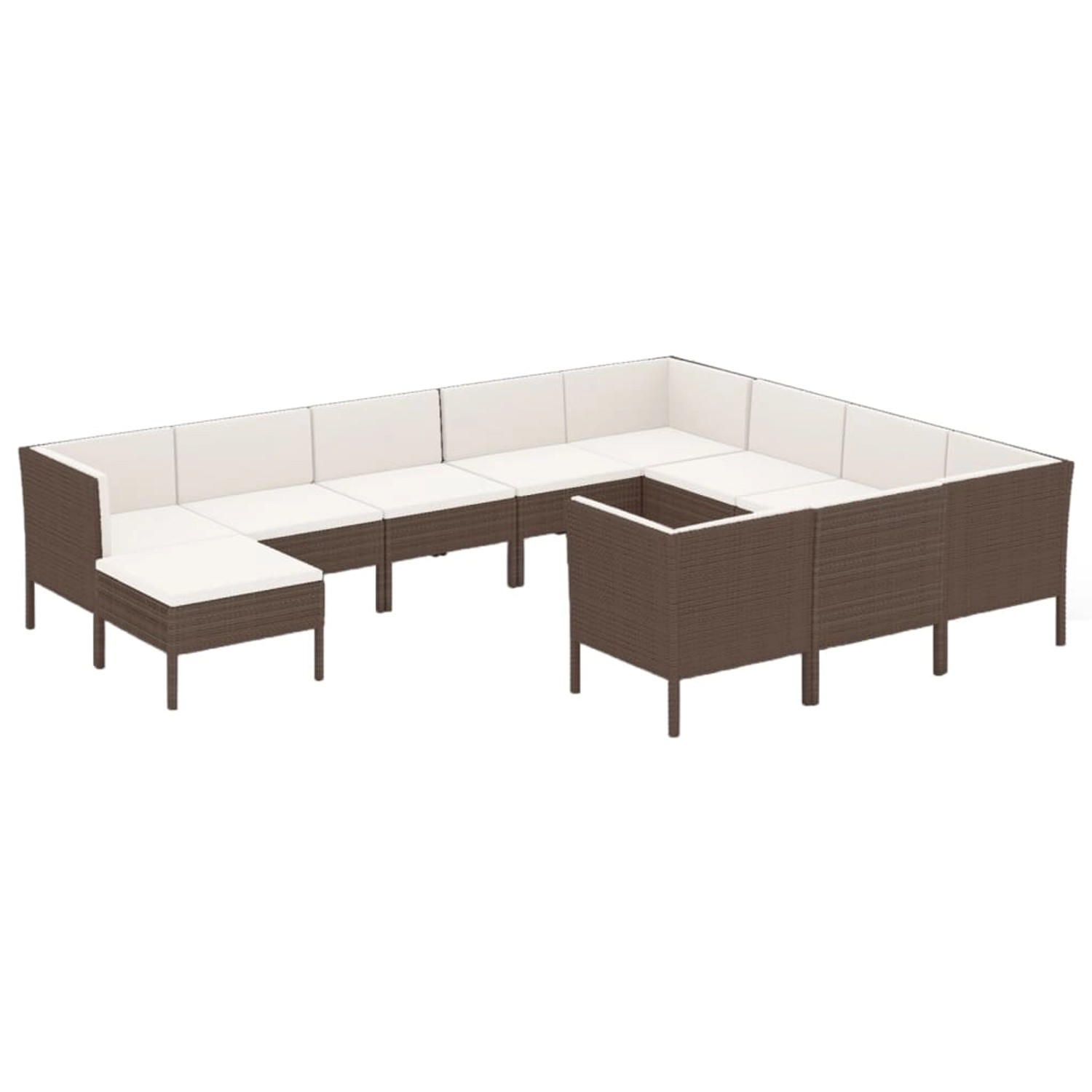 vidaXL 11-tlg Garten-Lounge-Set mit Auflagen Poly Rattan Braun Modell 9