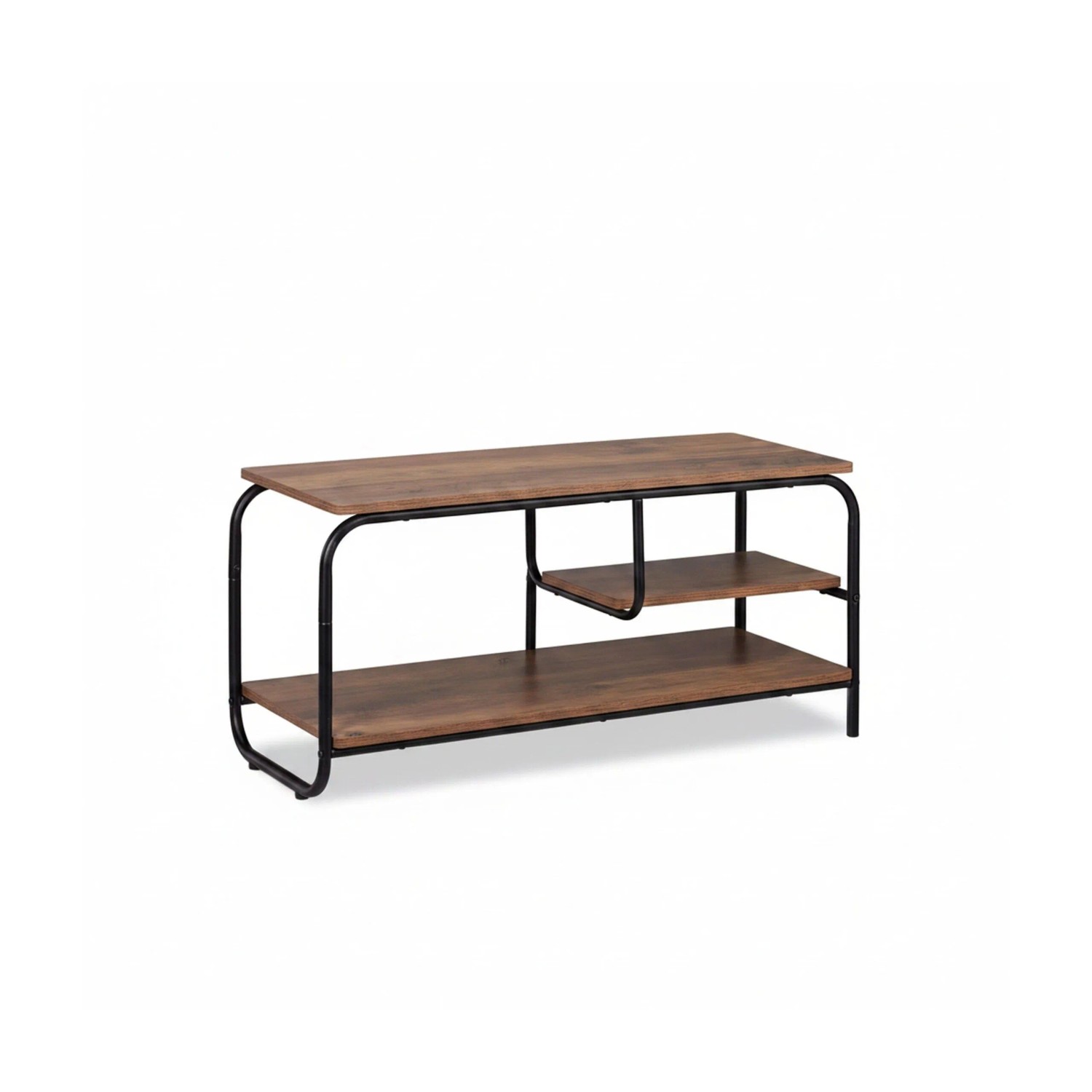 Relaxdays TV Board mit Ablage Holzwerkstoff Metall Braun Schwarz 43 cm x 90 cm x 35 cm 8,7 kg