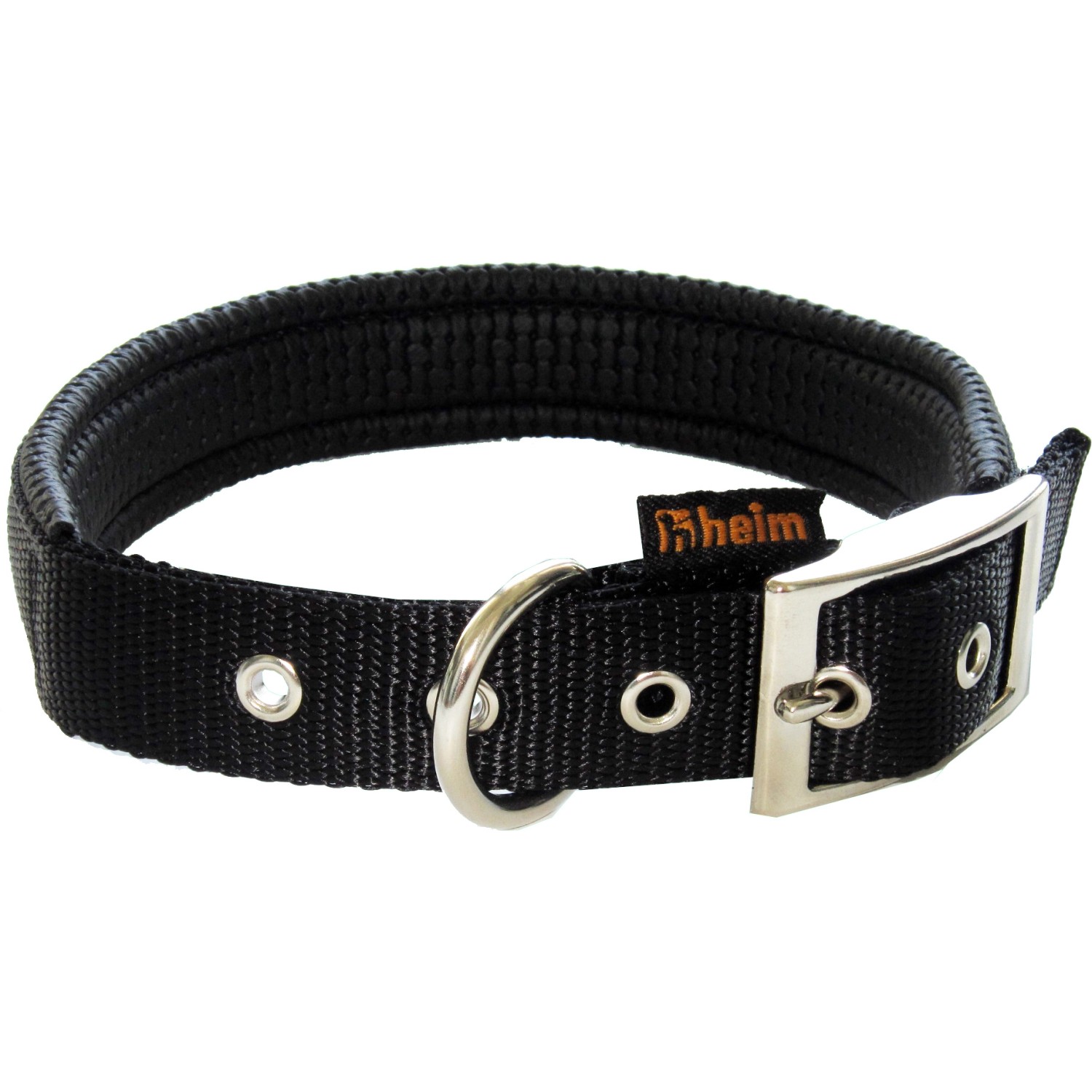 Heim Hundehalsband Gurtband gefüttert genäht Breite 18 mm Länge 50 cm Schwarz