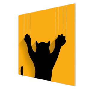 Banjado Herdabdeckplatte aus Glas mit Katzenmotiv, 60x52 cm. Schneidebrett und Ceranfeldabdeckung.