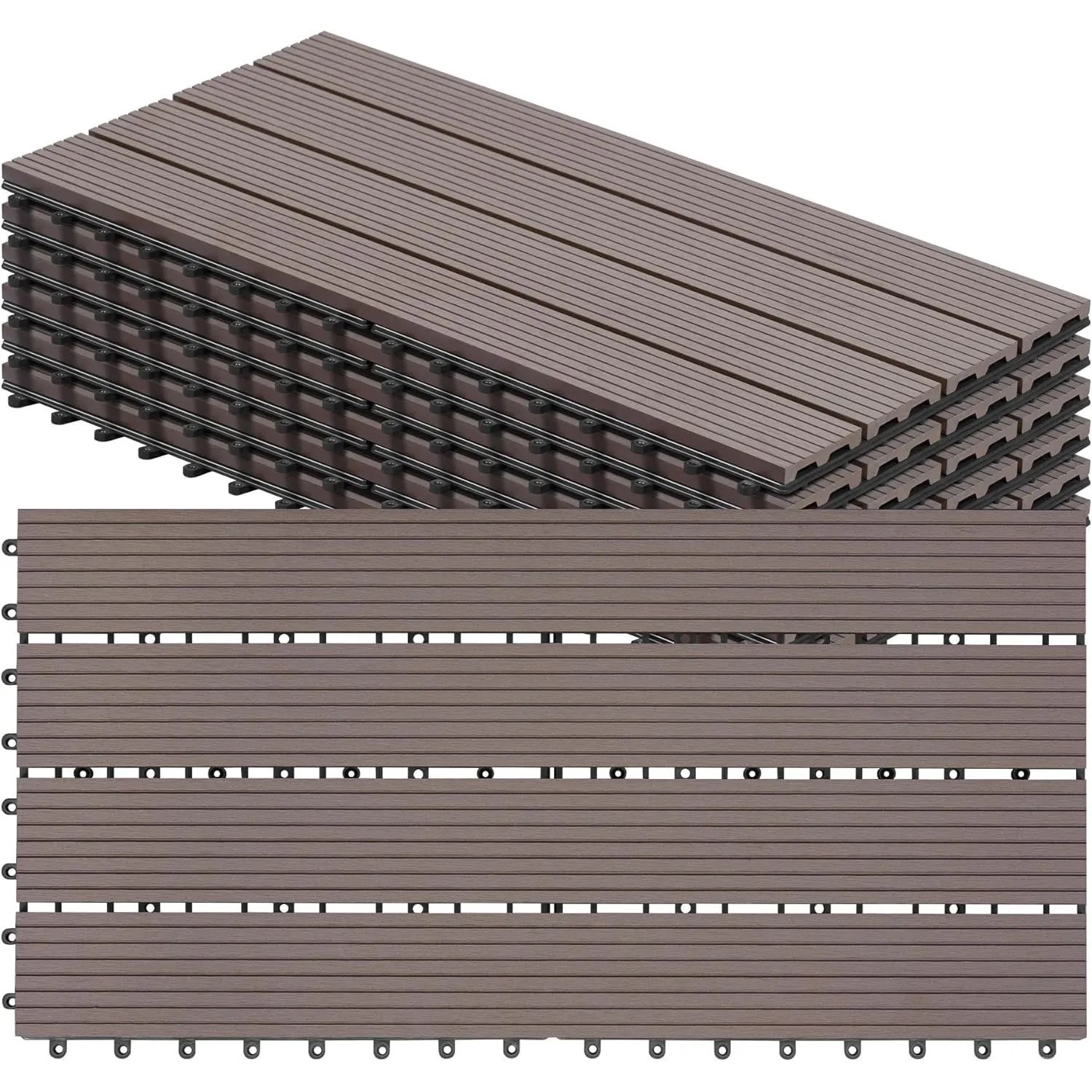 WOLTU WPC Terrassendielen Holz-Optik 30x60cm 6 Stück/1 m² Braun