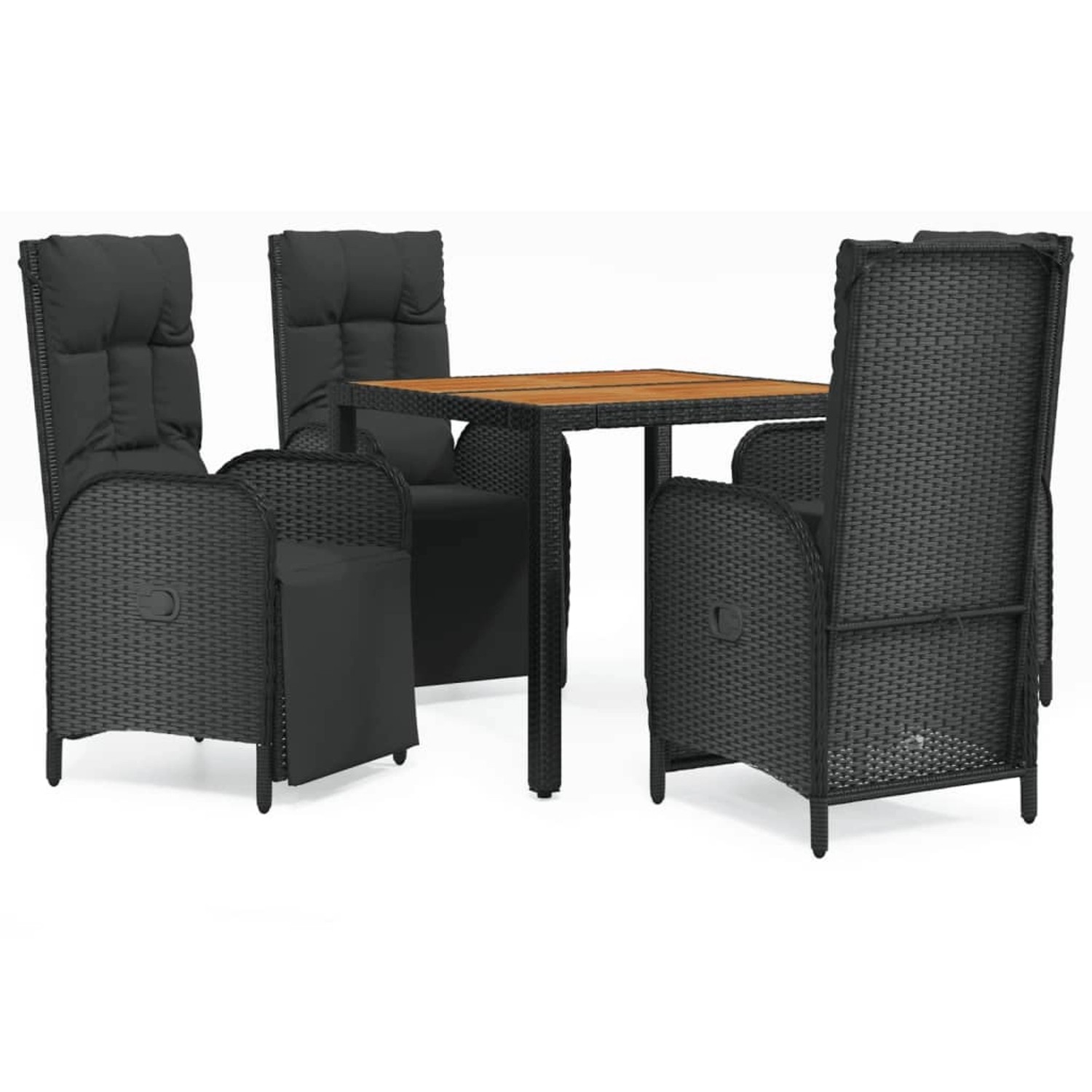 vidaXL 5-Tlg Garten-Essgruppe mit Kissen Schwarz Poly Rattan 3185075