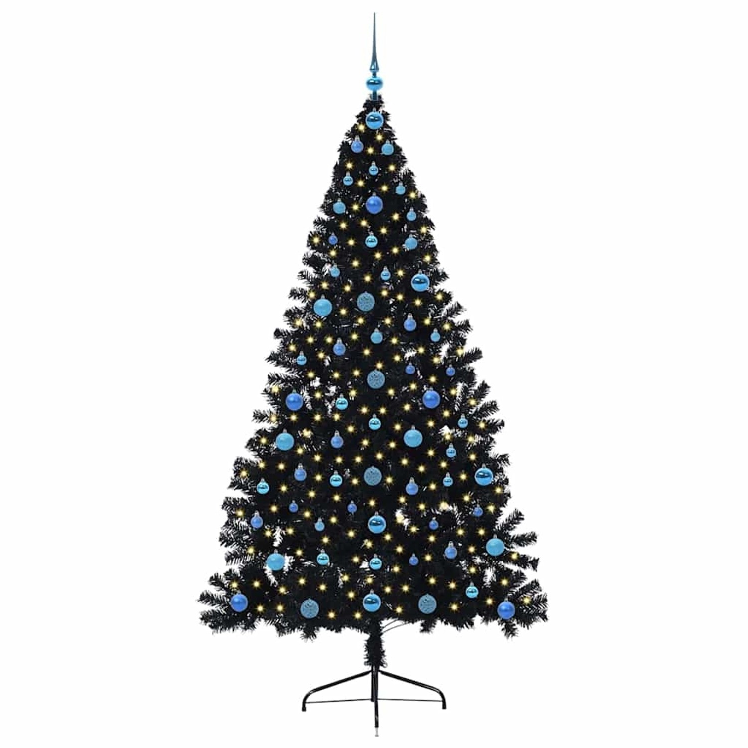 vidaXL Künstlicher Vorbeleuchteter Weihnachtsbaum Schwarz 210 cm PVC 3397161